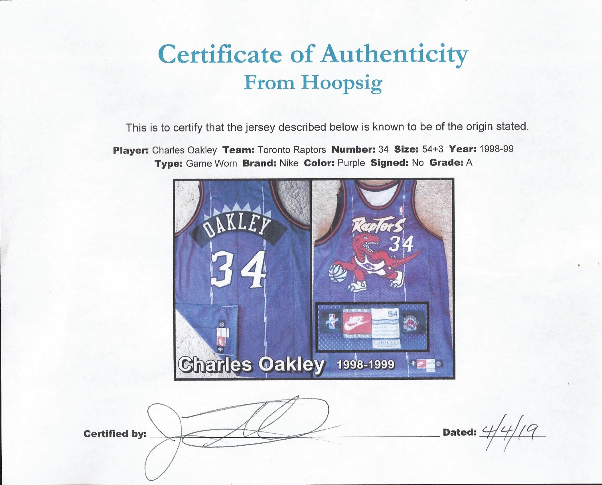 Charles Oakley Autographed Memorabilia