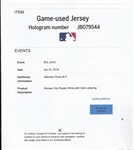 2016 Salvador Perez Game Used Jersey 