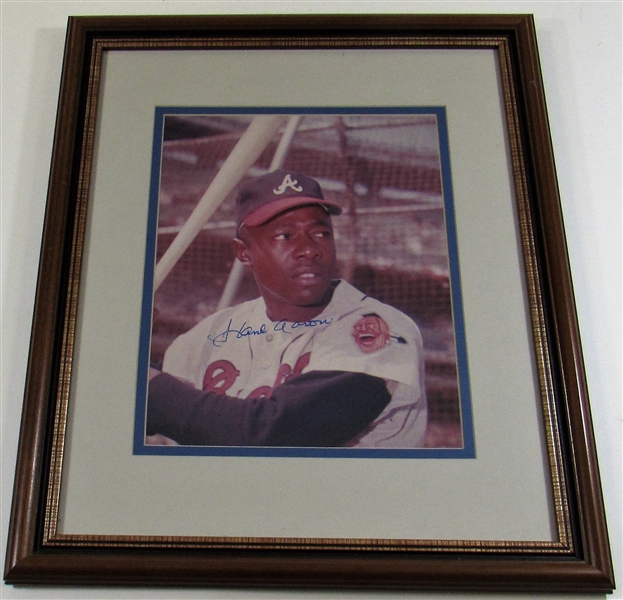 Hank Aaron Signed Framed Braves Photo 14x 11 - JSA