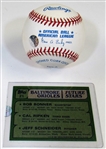 Cal Ripken Signed Ball & Rookie Card # 846/2632 