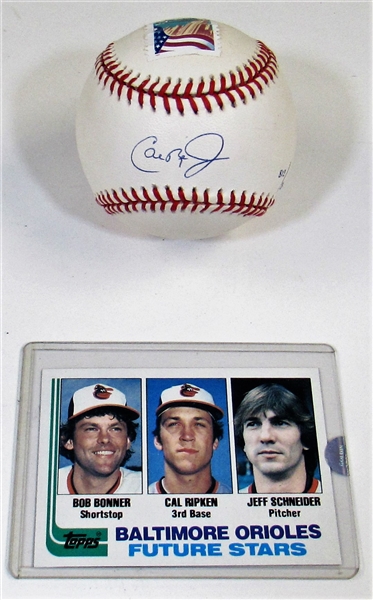 Cal Ripken Signed Ball & Rookie Card # 812/2632 