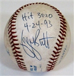 George Brett signed Baseball Hit # 3020 Game Used 