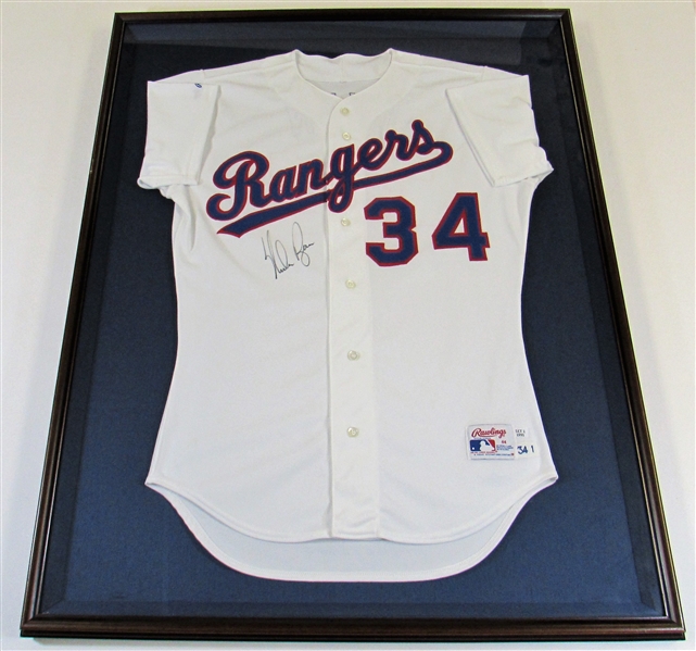 Nolan Ryan Signed Framed Texas Rangers Jersey - JSA