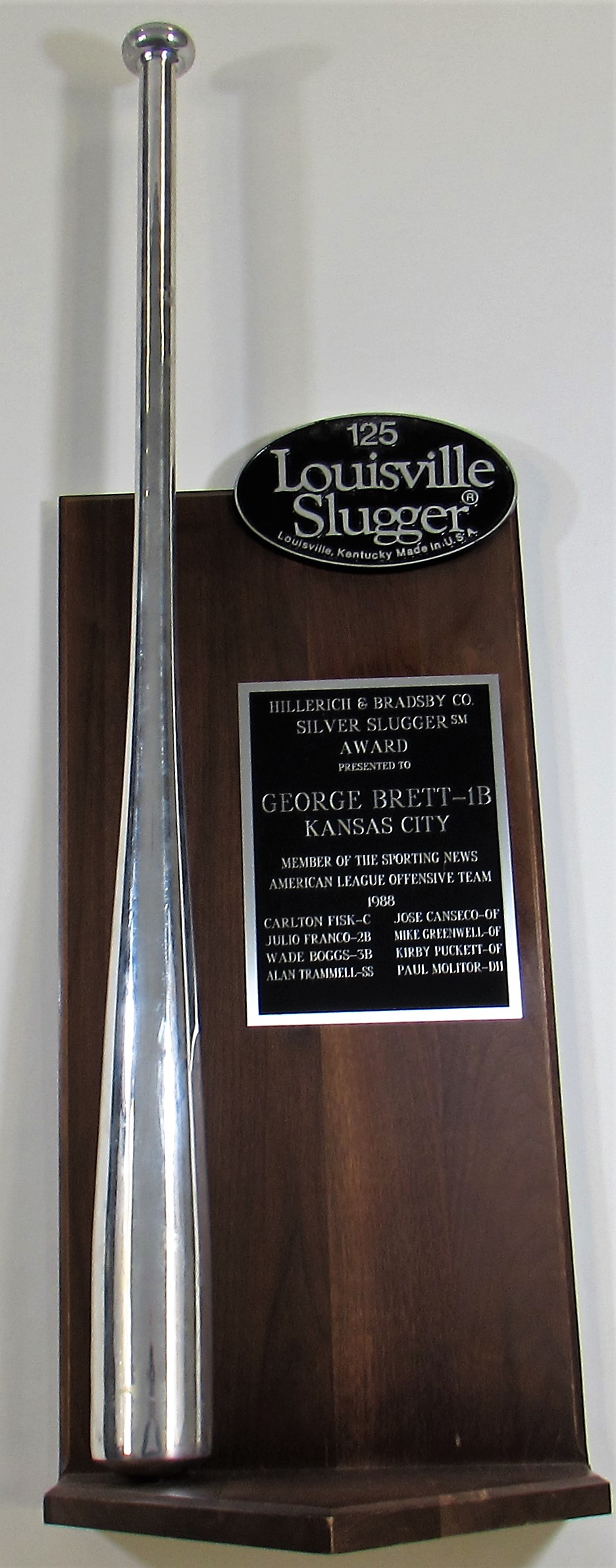 Lot Detail 1988 Brett Louisville Silver Slugger Award