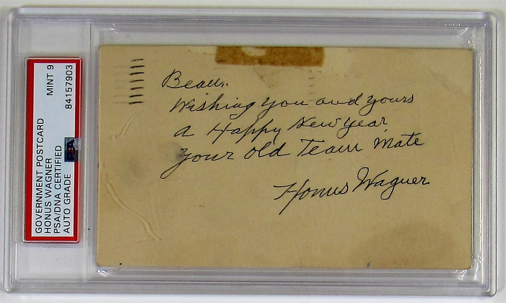 Honus Wagner Signed PSA Mint 9 Post Card