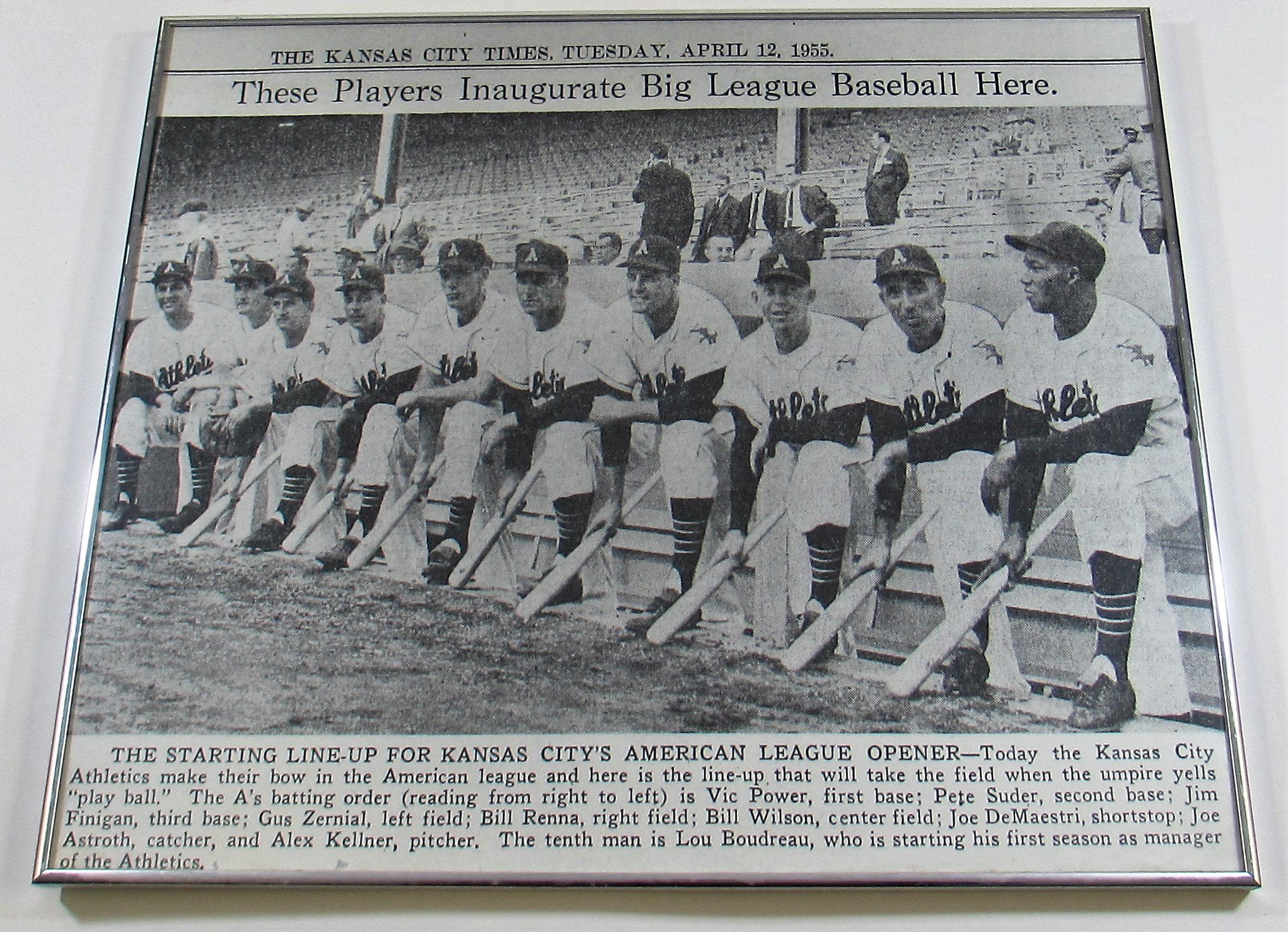 Lot detail kansas city athletics framed kc star 1955 picture on