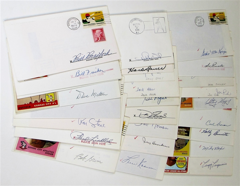 Lot of 25 Kansas City Athletics Signed Envelope Covers 