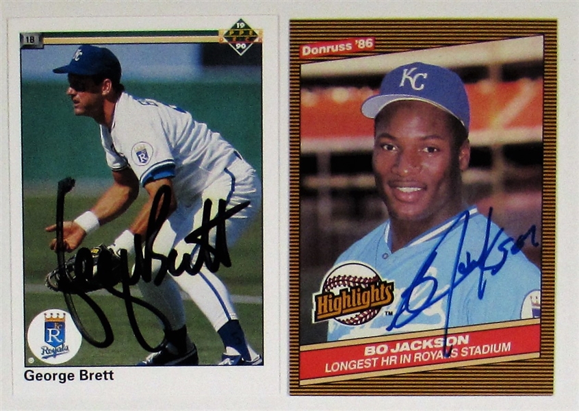 George Brett & Bo Jackson Signed Cards - JSA