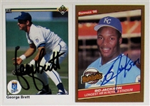 George Brett & Bo Jackson Signed Cards - JSA