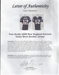 Tom Brady Game Used 2000 Rookie Patriots Jersey