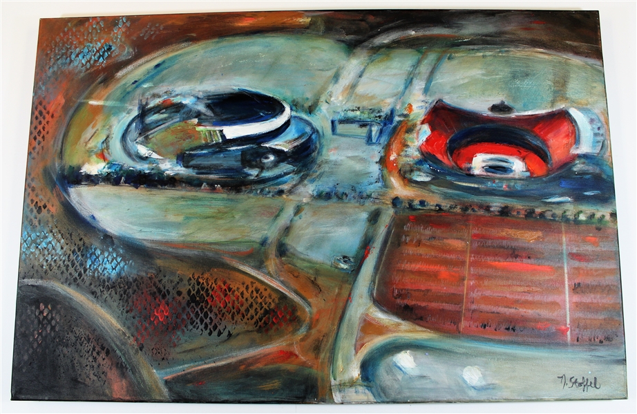 "Game Day" Original Art Work by Noelle Stoffel - Chiefs & Royals Stadium