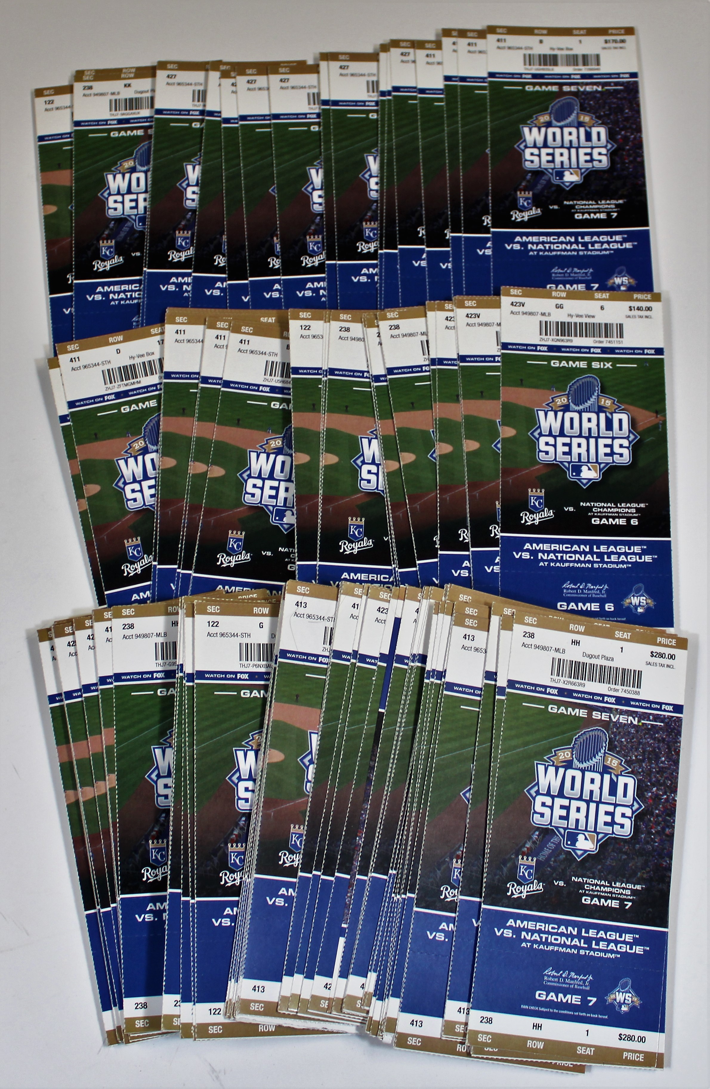 Lot Detail Lot of 150 2015 Kansas City Royals WS Tickets Game 6 & Game 7