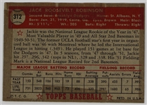 Jackie Robinson Signed 1952 Topps Card - JSA Letter