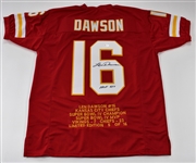 Len Dawson Signed HOF Stat Kansas City Chiefs Jersey - PSA