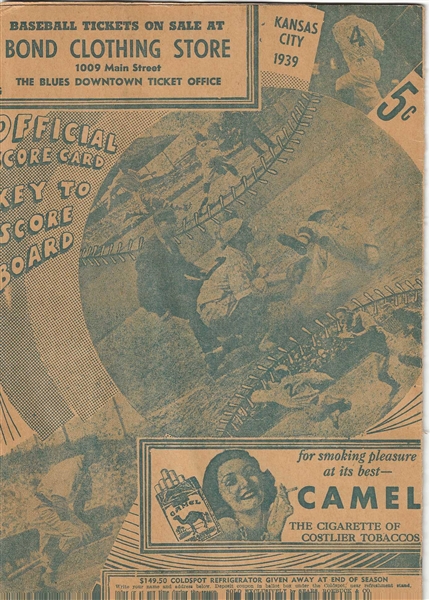 1939 Kansas City Blues Game Program - Lou Gehrig Last Game