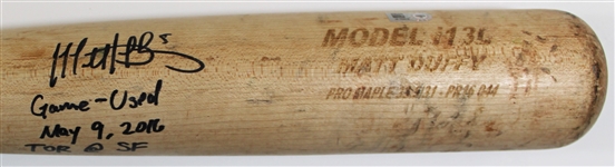 Matt Duffy 2016 I13 Game Used & Signed Bat - Pre PSA - MLB