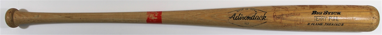 Terry Puhl 1977-1979 Game Used & Signed 155B Bat - Pre PSA