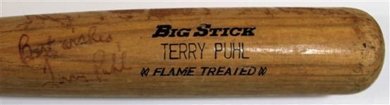 Terry Puhl 1977-1979 Game Used & Signed 155B Bat - Pre PSA