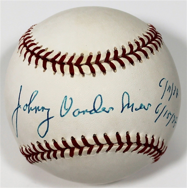 Johnny Vandermeer Signed Baseball - JSA
