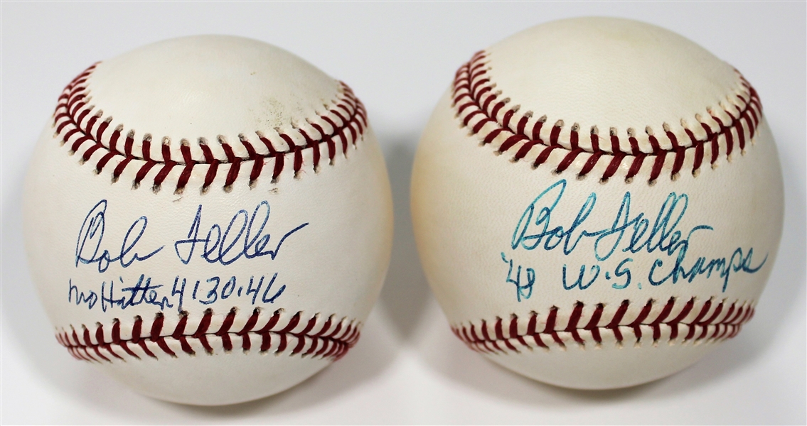 Bob Feller Signed Lot 2 Baseballs - JSA
