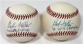 Bob Feller Signed Lot 2 Baseballs - JSA