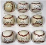 Lot of 9 Single Signed Baseballs 
