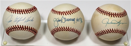 Jim Catfish Hunter - Rollie Fingers - John Bunning Signed Baseballs - JSA