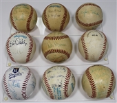 Lot of 9 Kansas City Royals Team Signed Baseballs - George Brett