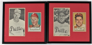 Richie Ashburn-Robin Roberts Proff Cards Signed-Gerry Dvorak Arstist Framed