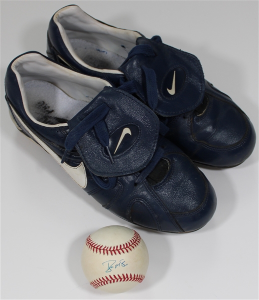 Brian McRae GU Royals Cleats & Signed Baseball 