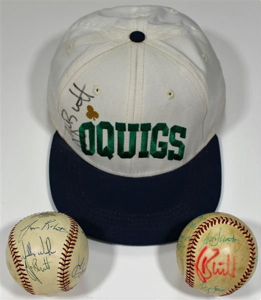 Georeg Brett Signed Golf Cap & 2 Signed Baseballs 