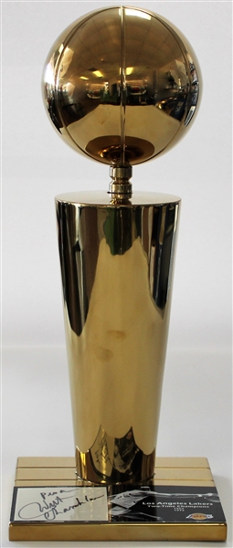 Wilt Chamberlin Signed LA Lakers Trophy - Beckett Letter