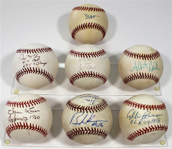 Belle-Pearson-Yost-Holman-McLain-Blue-Law Signed Baseballs - JSA