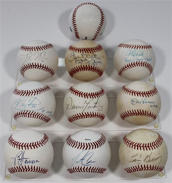 Lot of 10 No-Hit Signed Baseballs - JSA