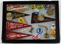 Vintage Set of Pennants - Pens w/ Satchel Paige Pin
