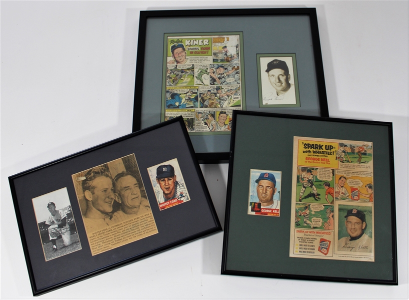 Ralph Kiner - Whitey Ford - George Kell Signed Framed Art & Cards