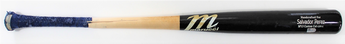 Salvador Perez Game Used & Signed 8/11/23 - 4-4 HR Bat Photo Match