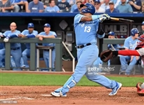 Salvador Perez Game Used & Signed 8/11/23 - 4-4 HR Bat Photo Match