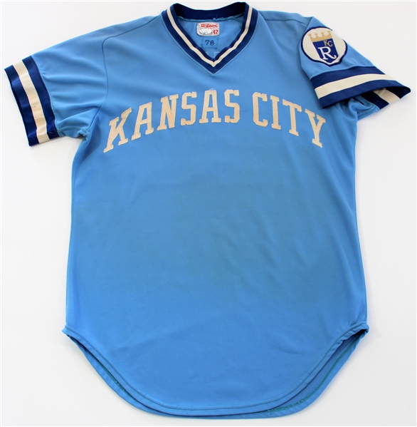 Frank White 1978 Road Blue Game Used & Signed Jersey - JSA