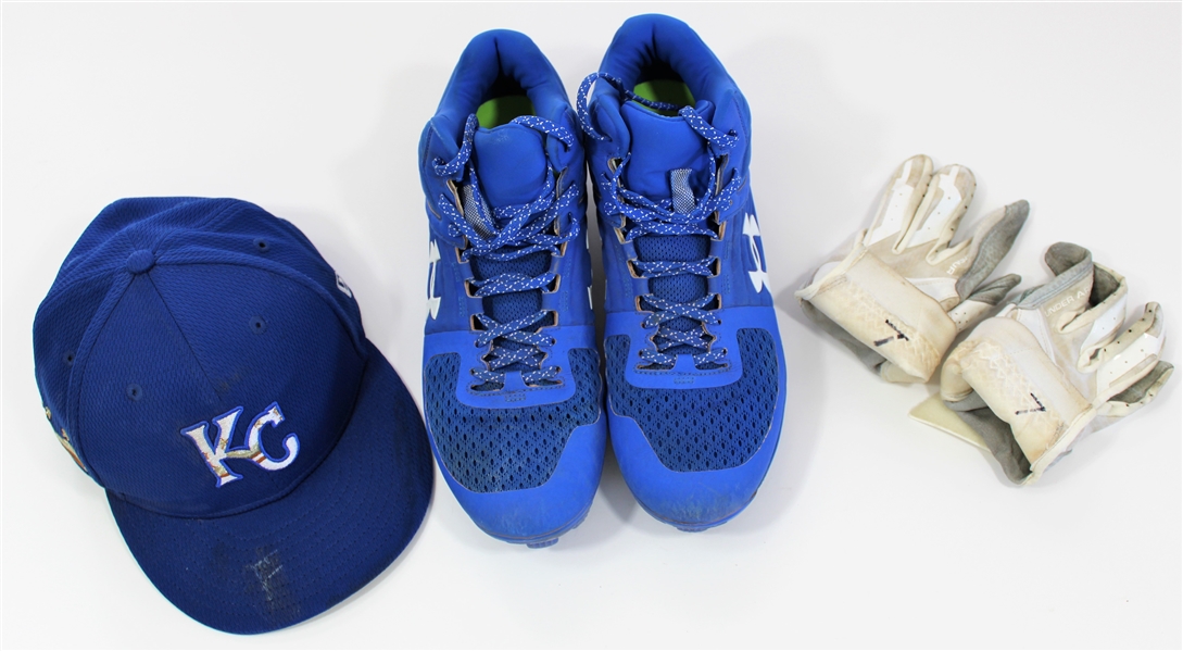 Bobby Witt Jr. 2020 Game Used Spring Training Camp Cap-Cleats-Batting Gloves
