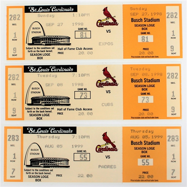 Mark McGwire Full Tickets HR 500 - HR - 60  HR -70