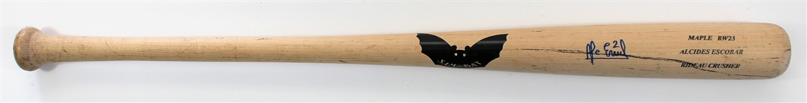 Alcides Escobar 2013 Game Used & Signed Kansas City Royals Bat.