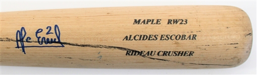 Alcides Escobar 2013 Game Used & Signed Kansas City Royals Bat.