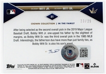 Bobby Witt Jr. & Bobby Witt Sr. dual Signed Topps Crown Collection Card - Beckett Witness