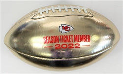 Patrick Mahomes Signed Gold 50 Anniversary Football - JSA Cert