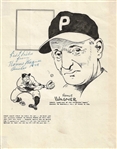 Honus Wagner Signed Drawing 1948 Pirates - JSA Letter