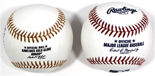 Bret Saberhagen Sign Baseballs Lot Of 2 - GG & 85 Ws MVP