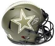 Emmett Smith Signed Dallas Cowboys Salute to Service Helmet Beckett Witnessed