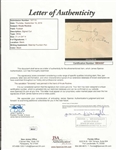 Knute Rockne Signed Ink Cut - Full JSA Letter BB34367
