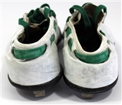 Kansas City A's 1967 Game Worn White Cleats - Ted Kubiak - #14 on tonuge